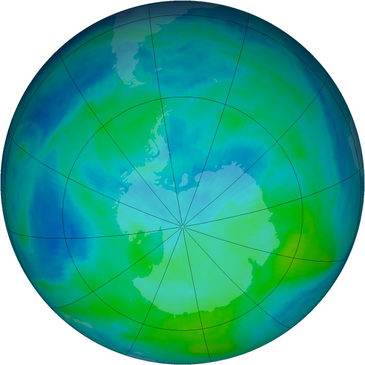 Antarctic ozone map for 25 February 1998